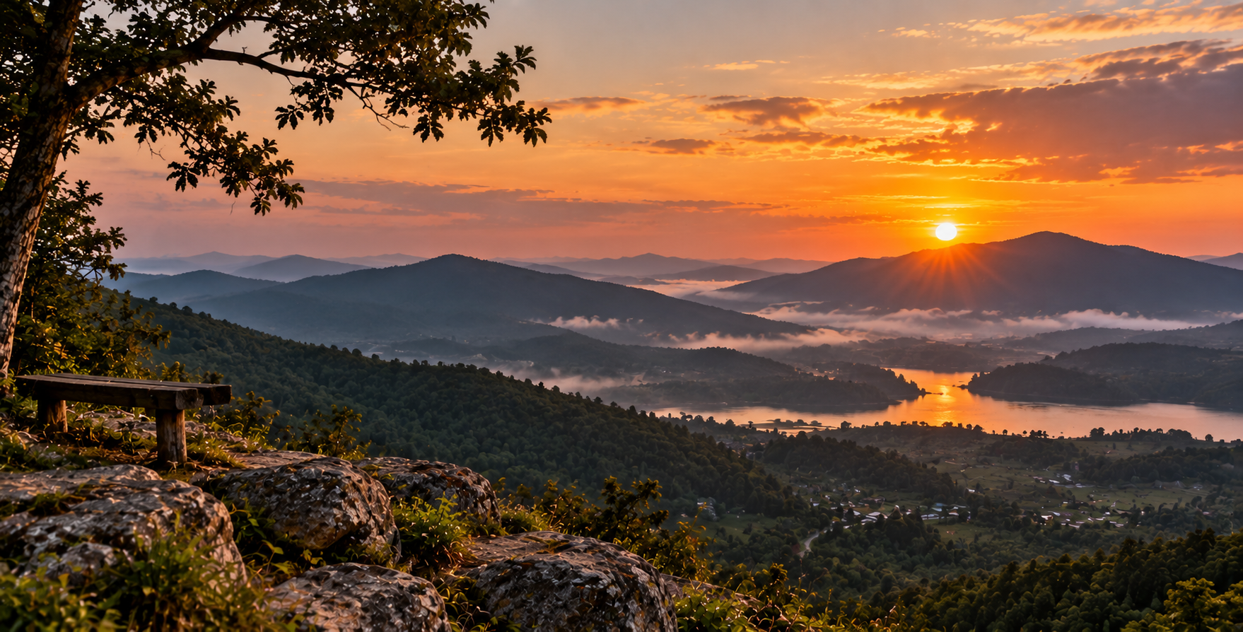 Hill landscape during sunset.